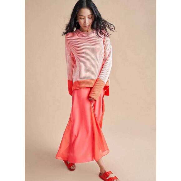 La Ligne AAA Sweater – Cream & Hot Coral Striped - Size Small - NWT - Picture 1 of 6